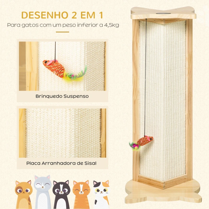 Arranhador para gatos de esquinas de móvel com brinquedo