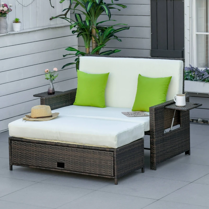 Sofá de Vime de 2 Lugares para Jardim