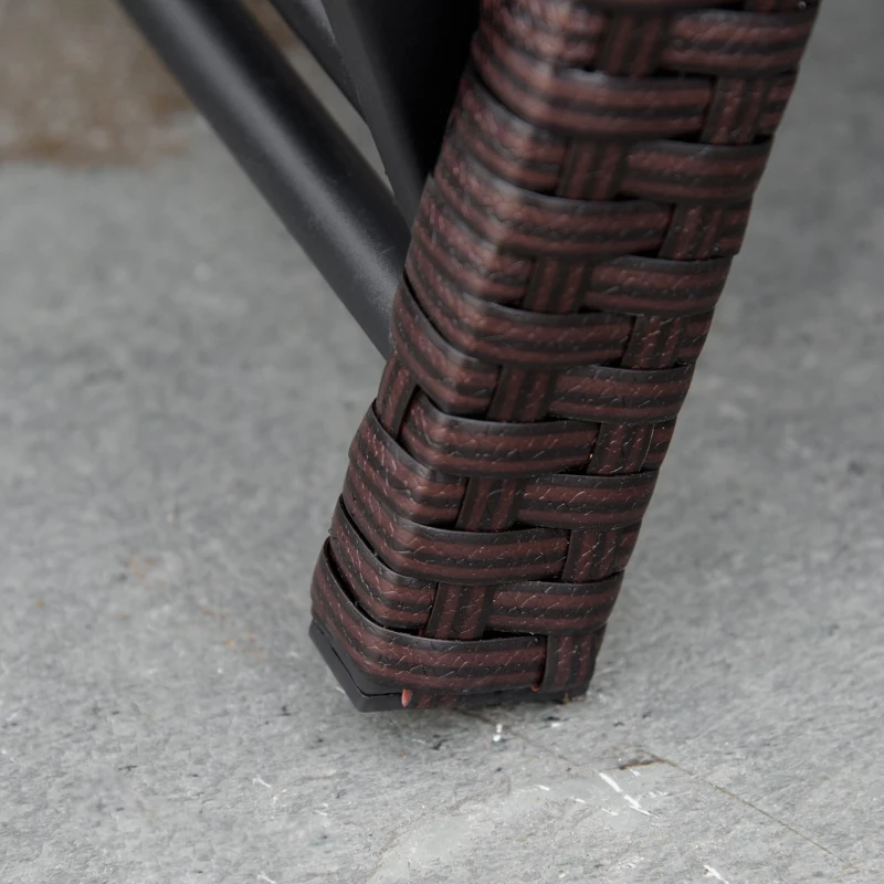 Sofá de jardim em vime com almofada castanho e branco