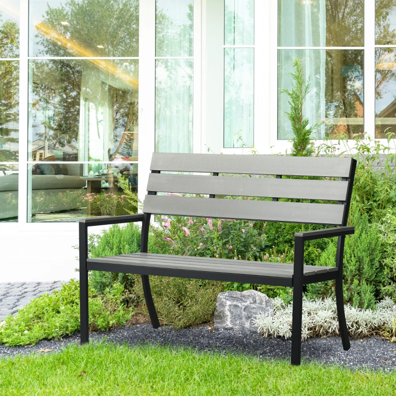 Banco de jardim preto e cinza
