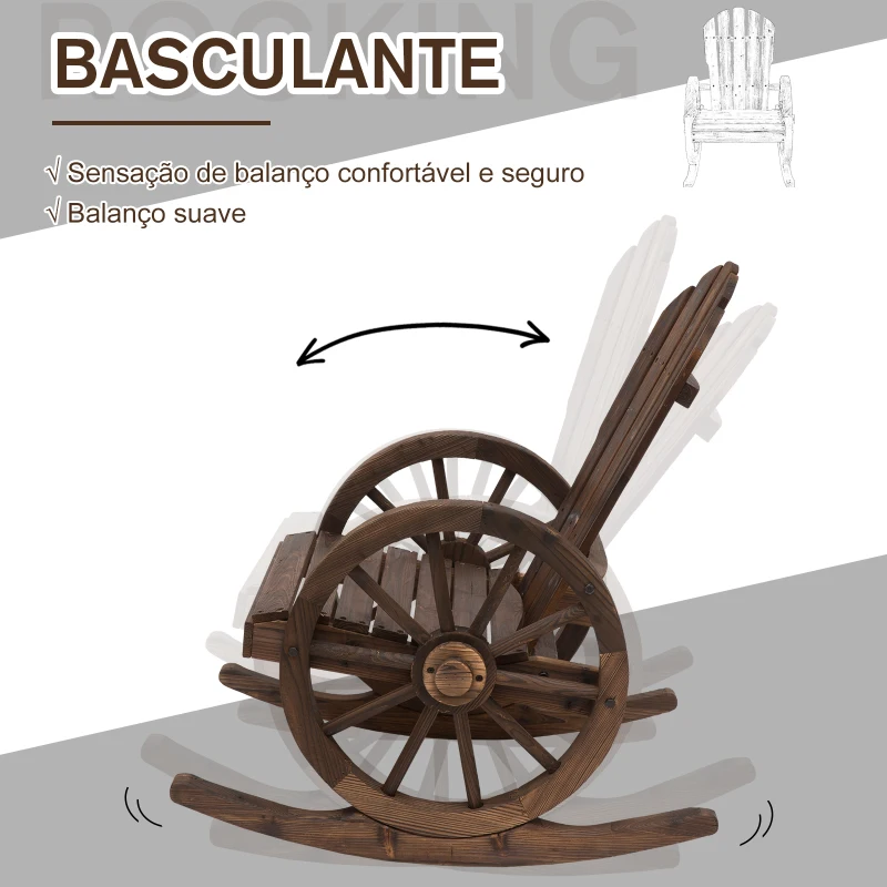 Cadeira baloiço de madeira rústica