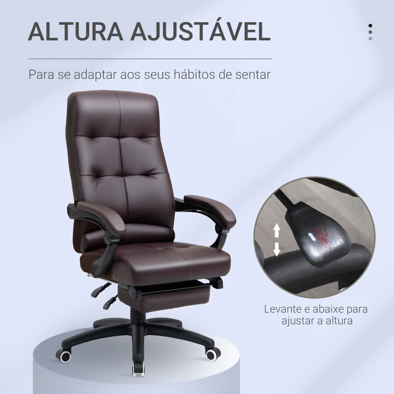 Cadeira de escritório ergonómica couro castanho