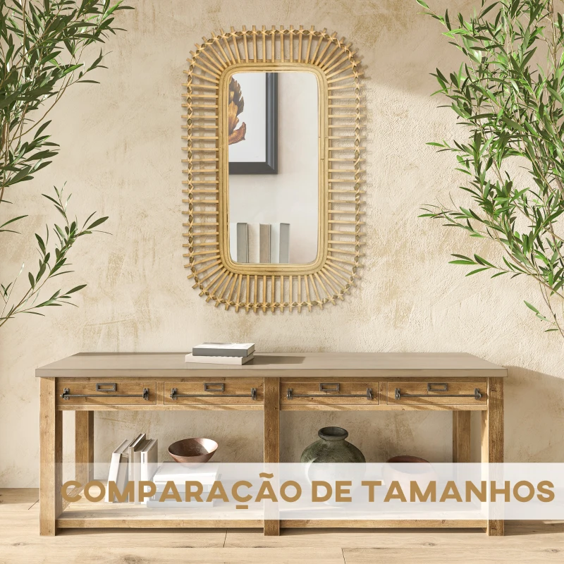 Espelho de parede decorativo em vime