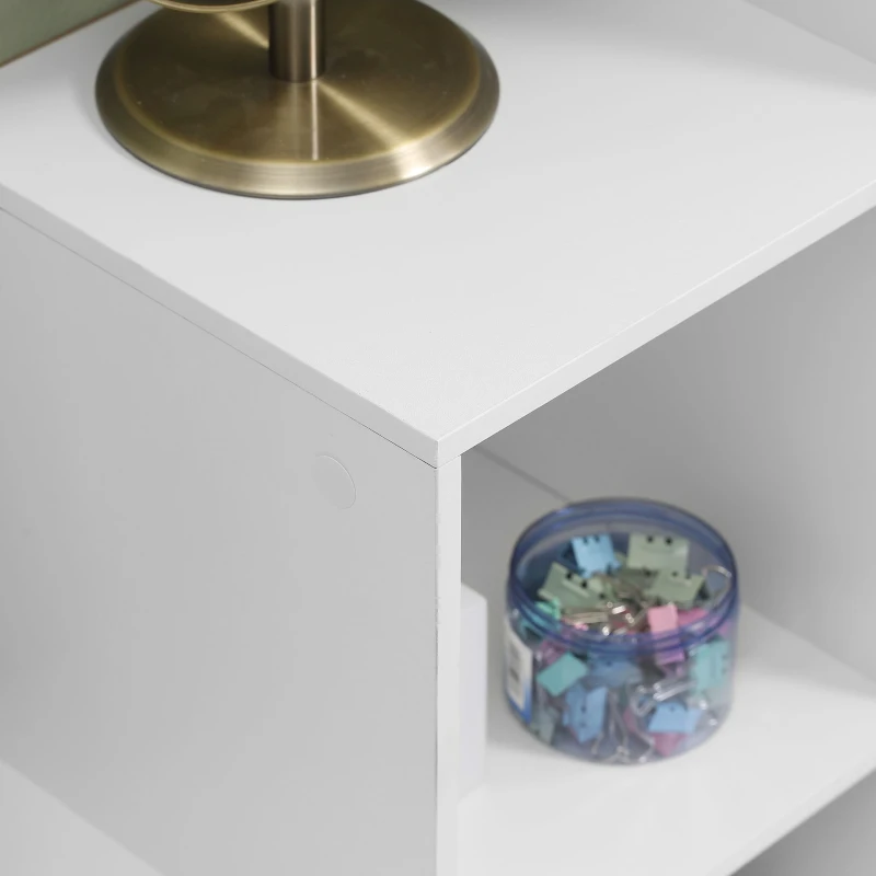 Estante em forma de escada com 6 cubos, branco