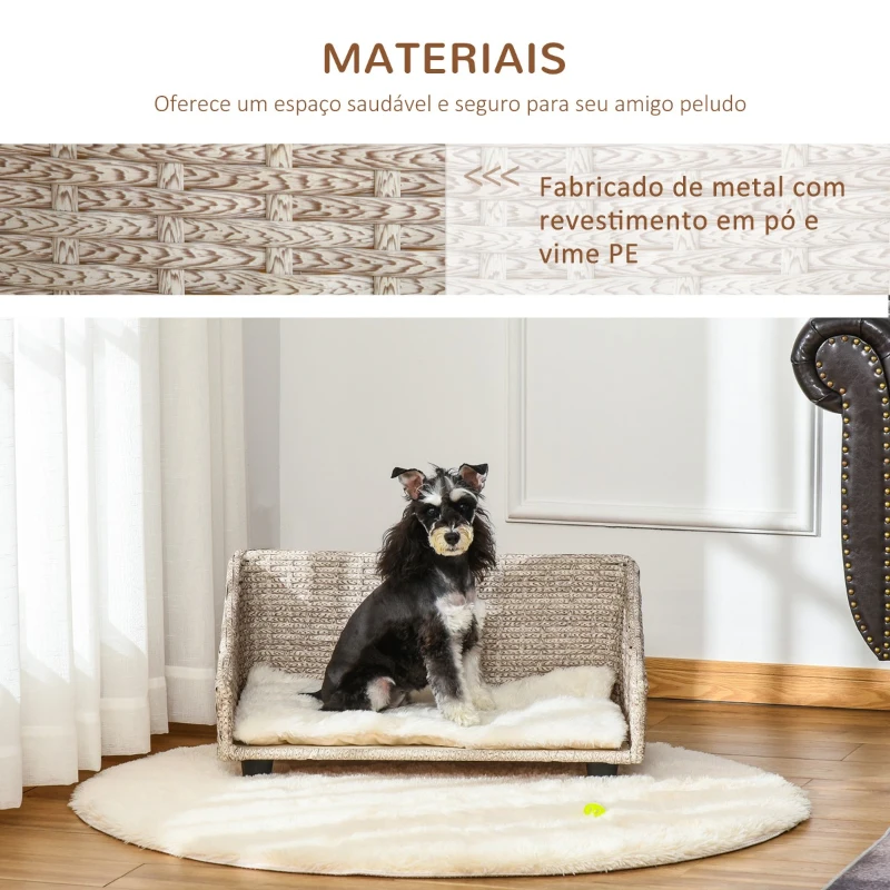 Sofá-cama de vime para cães e gatos