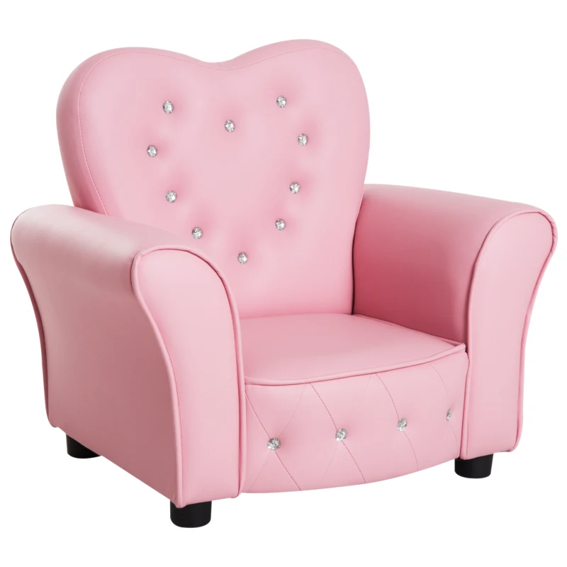 Sofá para crianças em forma de coração, rosa