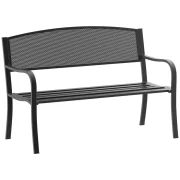 Banco de jardim com encosto de malha de aço, preto