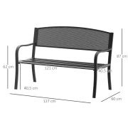 Banco de jardim com encosto de malha de aço, preto