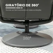 Cadeira Relax com Apoio para os Pés Reclinável até 135° e Giratória 360, cinzenta