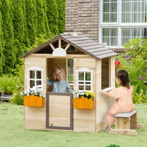Casa de madeira para crianças de 3-7 anos, jardim
