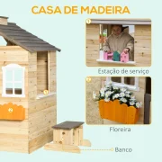 Casa de madeira para crianças de 3-7 anos, jardim