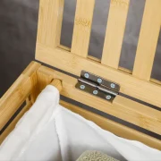 Cesto de roupa de bambu retangular com bolsa interior - móvel de madeira - casa de banho