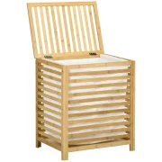 Cesto de roupa de bambu retangular com bolsa interior - móvel de madeira - casa de banho