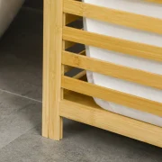 Cesto de roupa de bambu retangular com bolsa interior - móvel de madeira - casa de banho