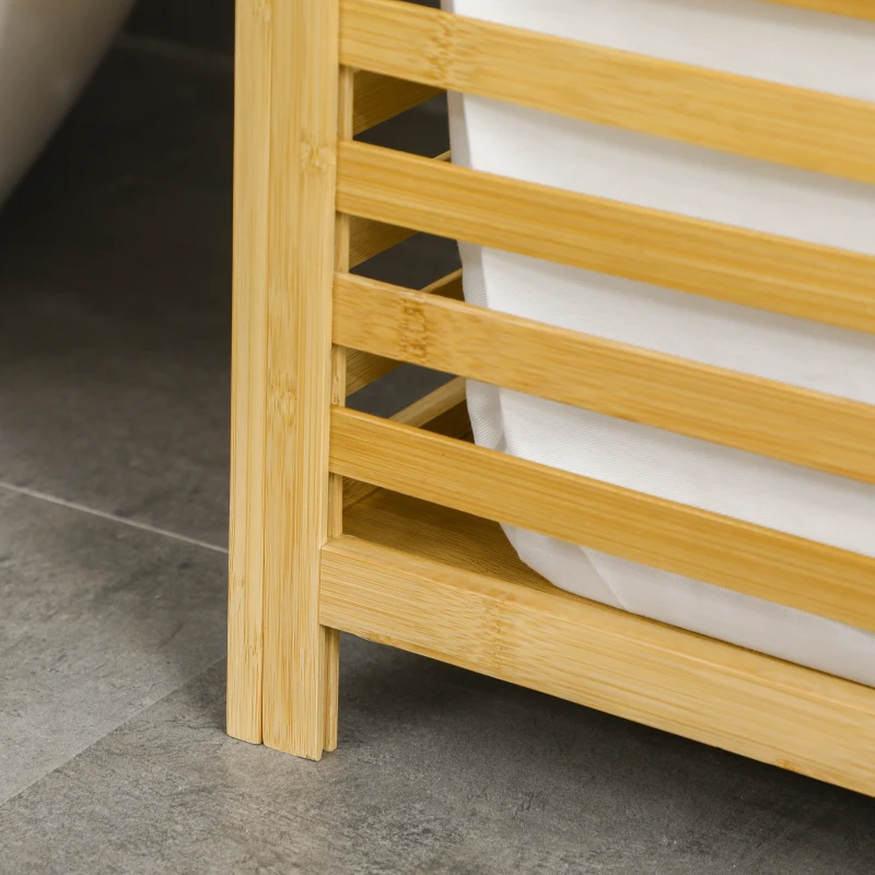 Cesto de roupa de bambu retangular com bolsa interior - móvel de madeira - casa de banho