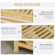 Cesto de roupa de bambu retangular com bolsa interior - móvel de madeira - casa de banho