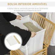 Cesto de roupa de bambu retangular com bolsa interior - móvel de madeira - casa de banho