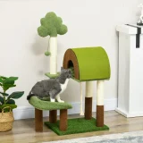 Cama para gatos e arranhador verde