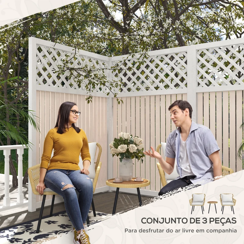 Conjunto de mesa e cadeiras para jardim em Vime