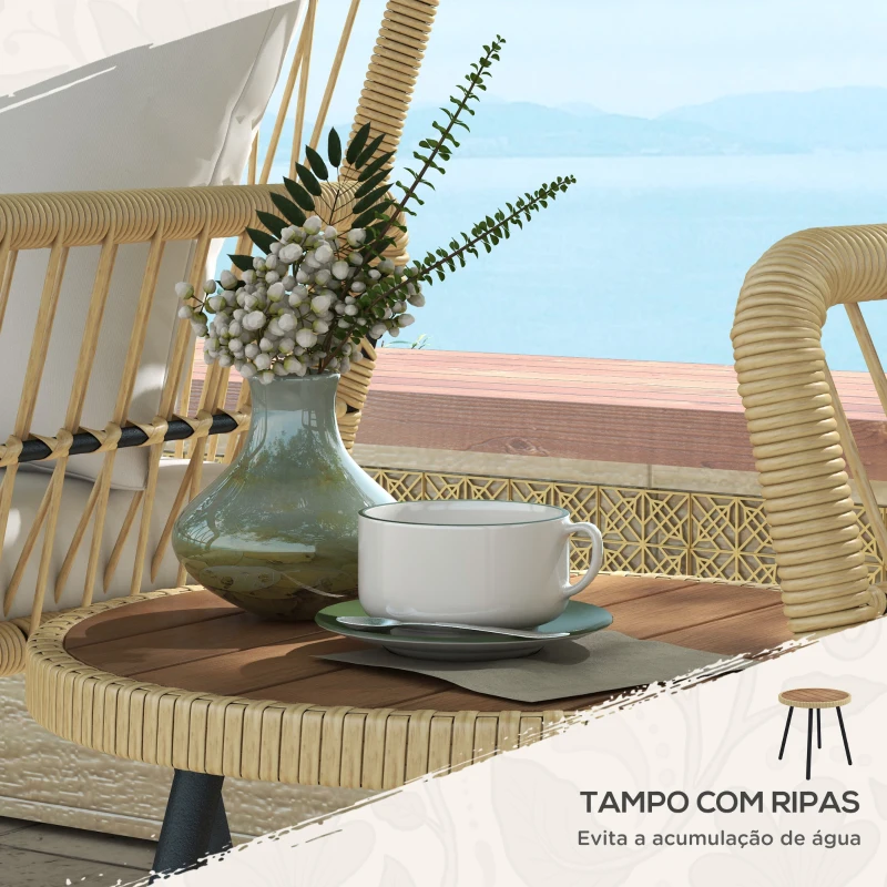 Conjunto de mesa e cadeiras para jardim em Vime