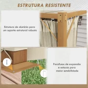 Pérgola de jardim teto retrátil e mosquiteiros, em alumínio