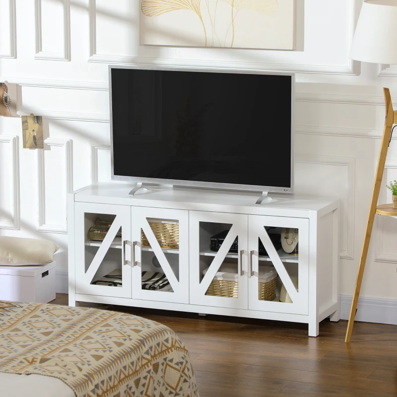 Móvel de TV, em branco com portas de vidro