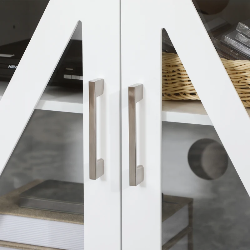 Móvel de TV, em branco com portas de vidro