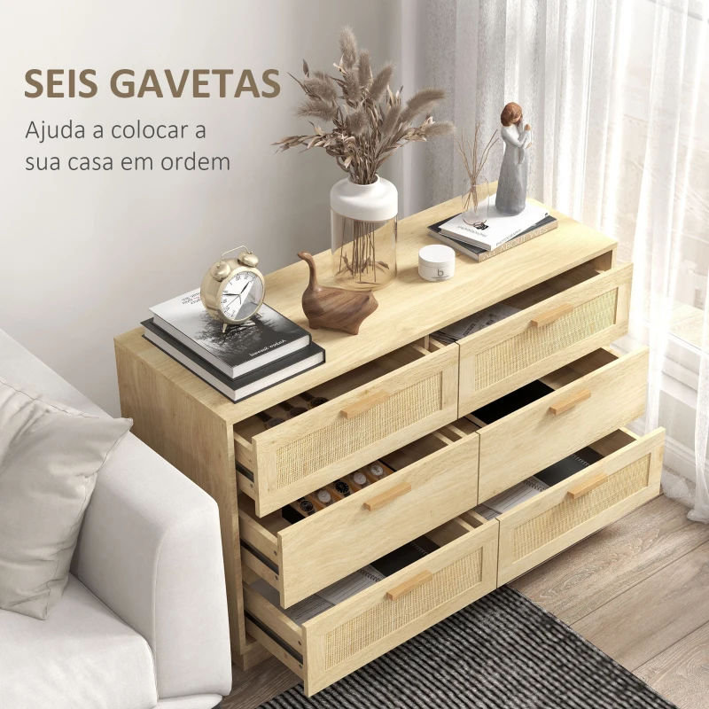 Cómoda para Quarto 6 Gavetas de Vime