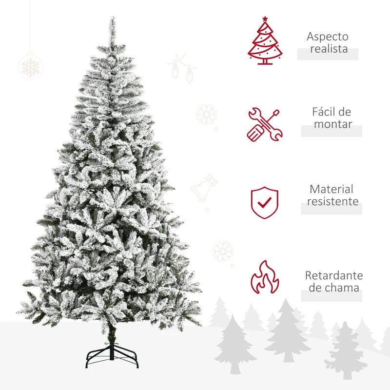 Árvore de Natal Artificial verde 2,55 mt com Neve