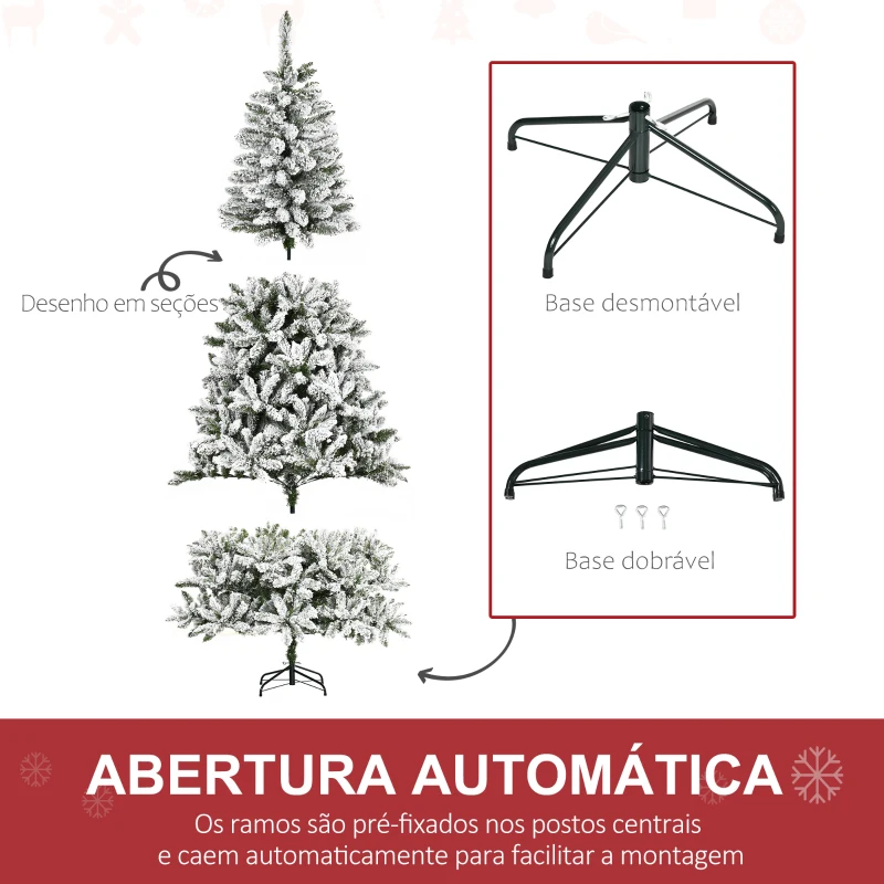 Árvore de Natal Artificial 255cm com Neve 8 Árvore de Natal Artificial verde 2,55 mt com Neve