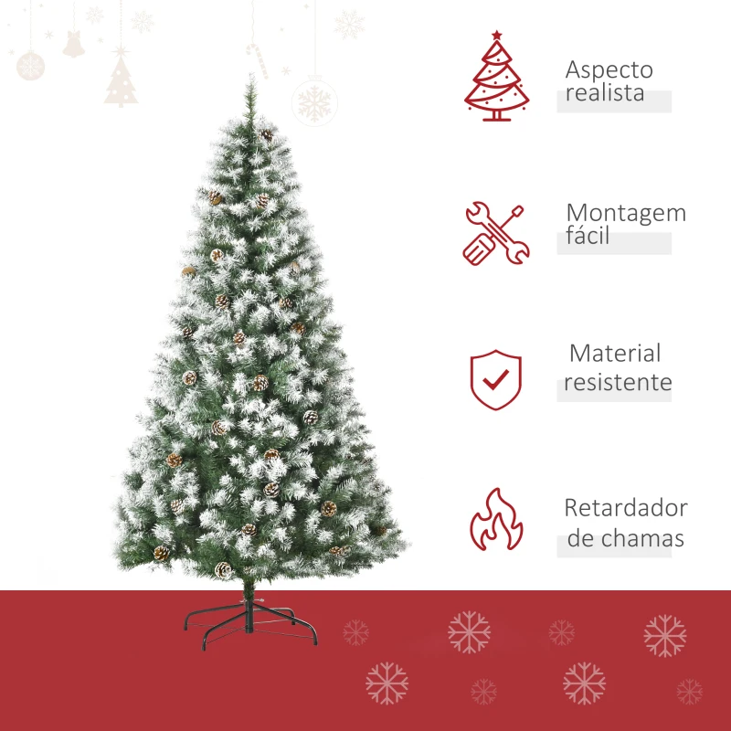 Árvore de Natal Artificial com Pinhas e Neve, verde