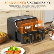 Fritadeira Air Fryer sem Óleo, 8 Litros, 2700W 2 Cestos Independentes