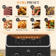 Fritadeira Air Fryer sem Óleo, 8 Litros, 2700W 2 Cestos Independentes