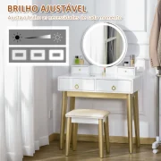 Toucador com Espelho com Luz LED e Banco