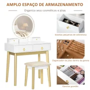 Toucador com Espelho com Luz LED e Banco