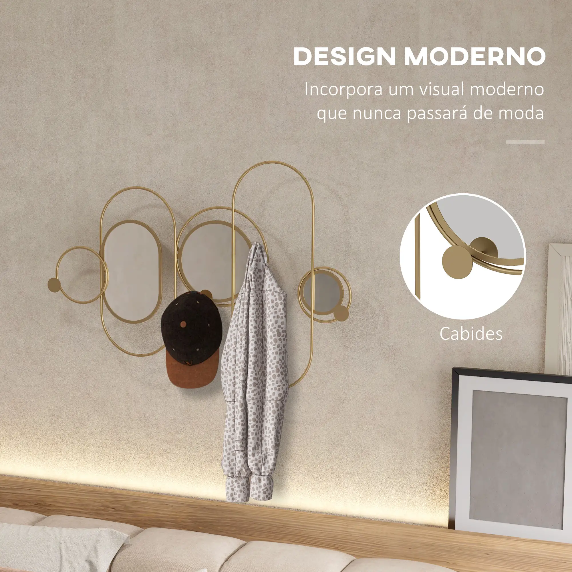 Espelhos Decorativos redondos com Cabide para Pendurar