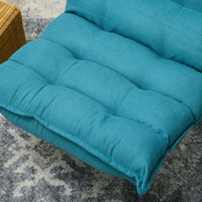 Sofá de Chão Acolchoado, Encosto Ajustável, Azul