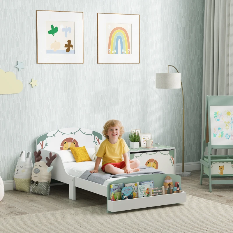 Cama para Crianças +3 Anos 70×140 cm em Madeira verde e branco